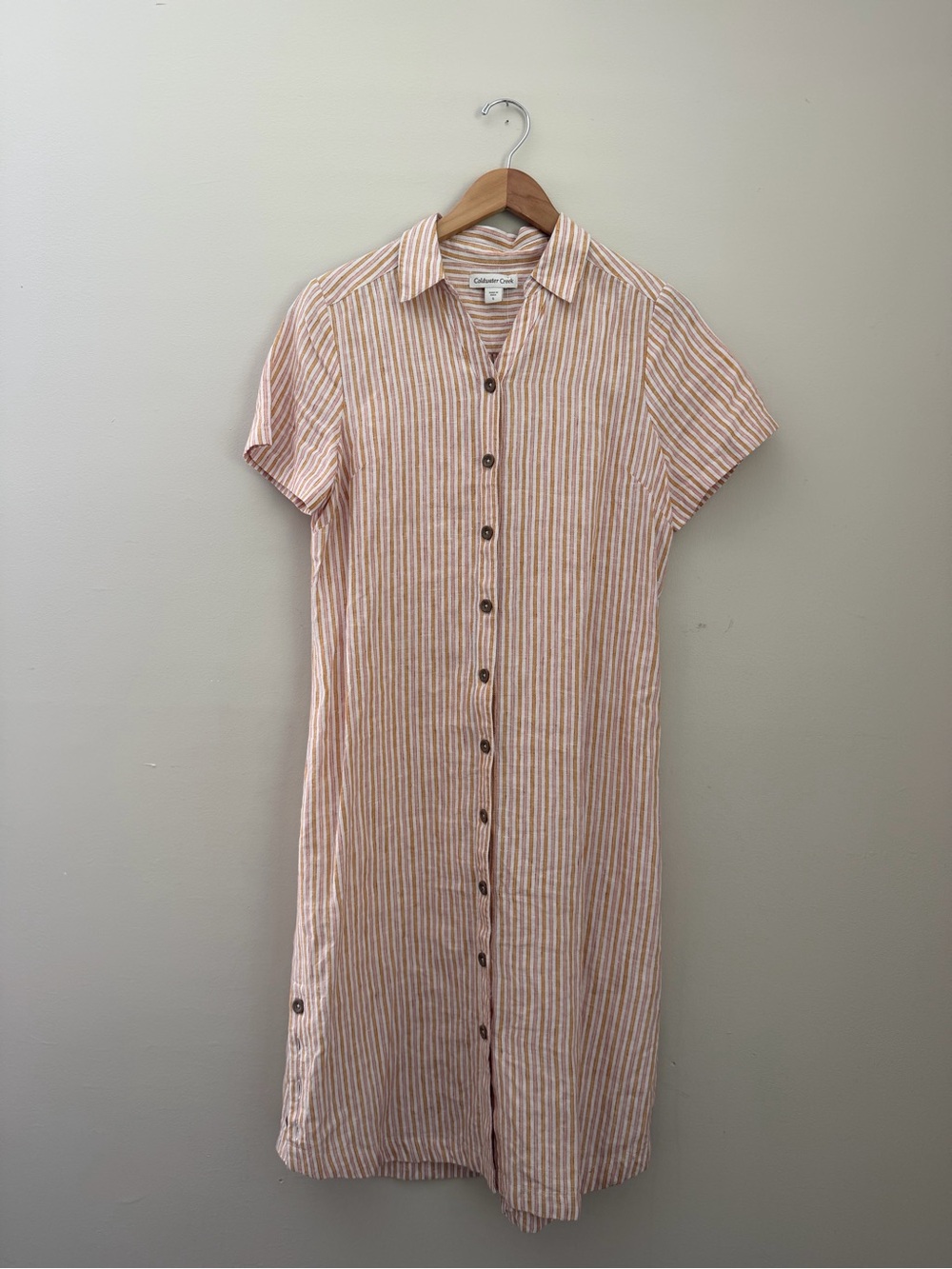 Coldwater Creek Linen Blend Stripe Shirt Dress | Size Small